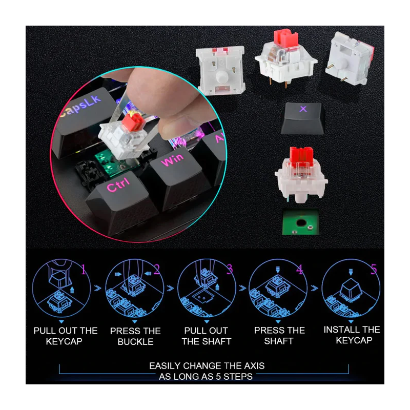 Fizz K617 RGB Mechanical Gaming Keyboard – Black (Hot-Swappable, Compact 60%)