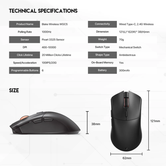 Fantech Blake WGC5 Wireless Gaming Mouse – Fast, Precise & Ergonomic