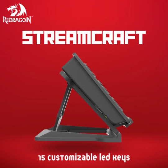 Redragon Streamcraft 15 – Customizable LED Macro Keypad for Streamers