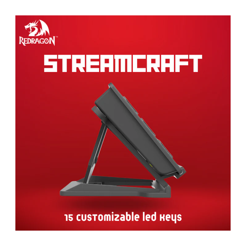 Redragon Streamcraft 15 – Customizable LED Macro Keypad for Streamers