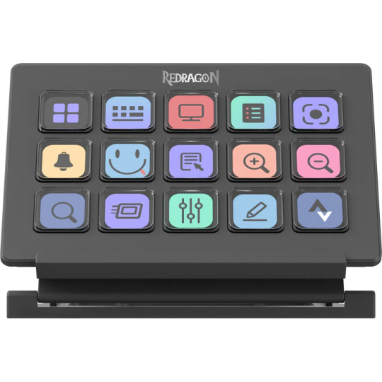 Redragon Streamcraft 15 – Customizable LED Macro Keypad for Streamers