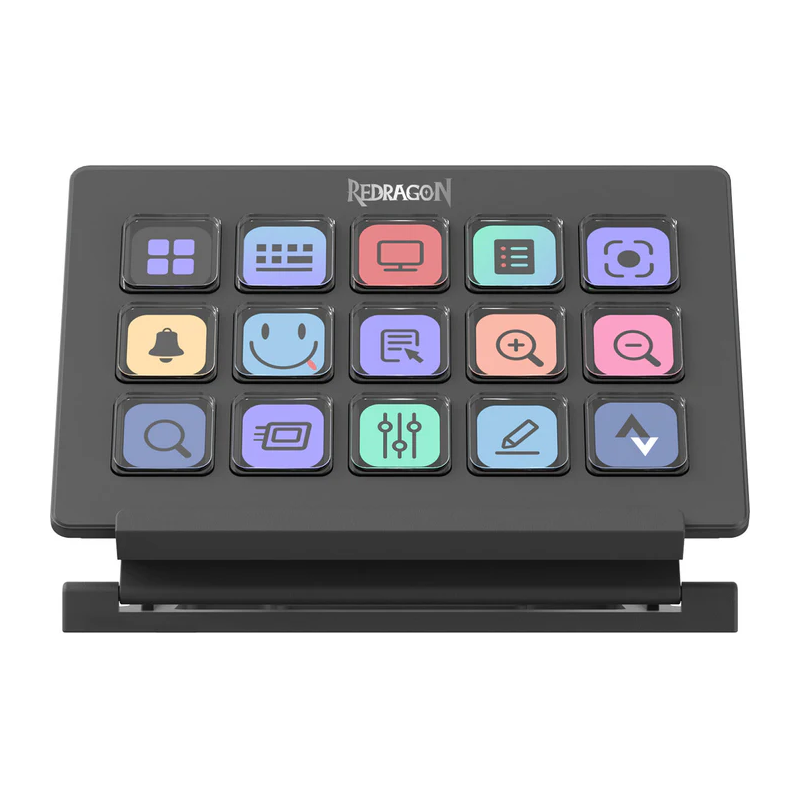 Redragon Streamcraft 15 – Customizable LED Macro Keypad for Streamers