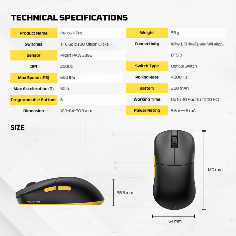 Fantech Helios II VD3 V3 Pro 4K Wireless Gaming Mouse – High-Precision & RGB