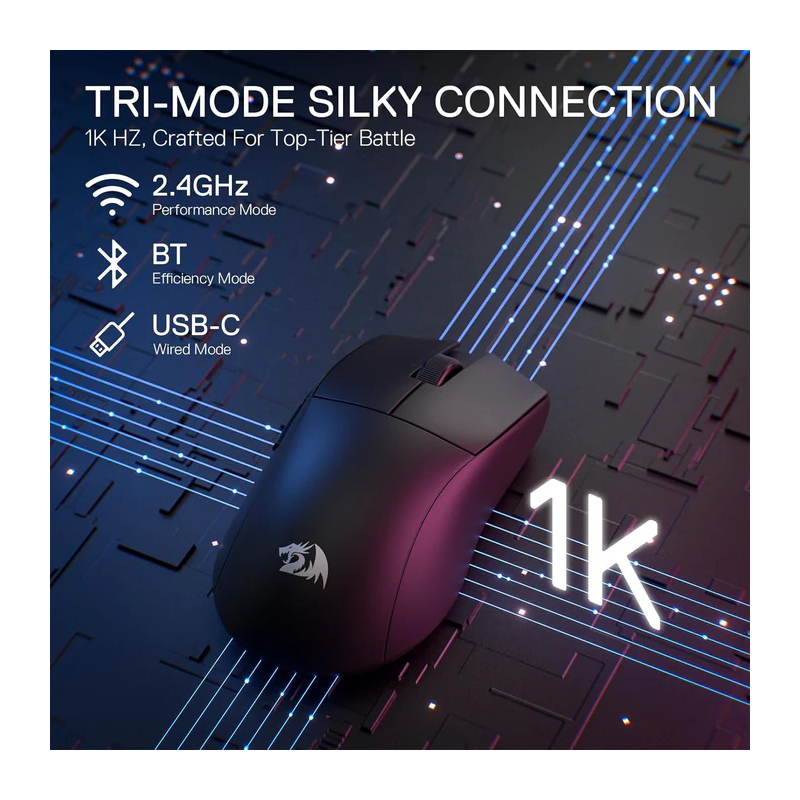Redragon M916 Pro 4K Wireless Gaming Mouse – 3-Mode, 26,000 DPI, Ultra-Precision