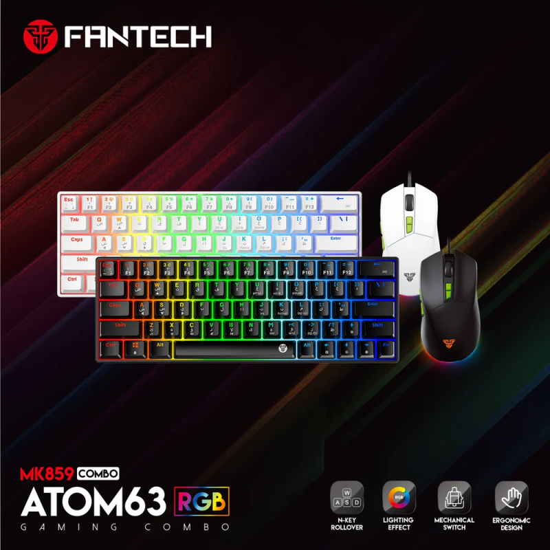 Fantech Atom63 MK859C Mechanical Gaming Keyboard & Mouse – Arabic/English Layout
