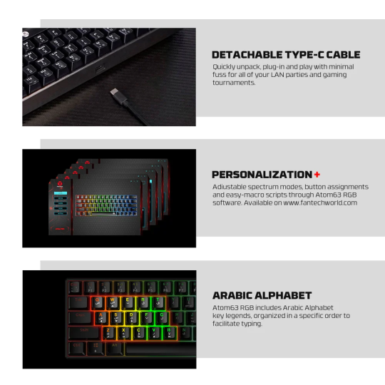 Fantech Atom63 MK859C Mechanical Gaming Keyboard & Mouse – Arabic/English Layout