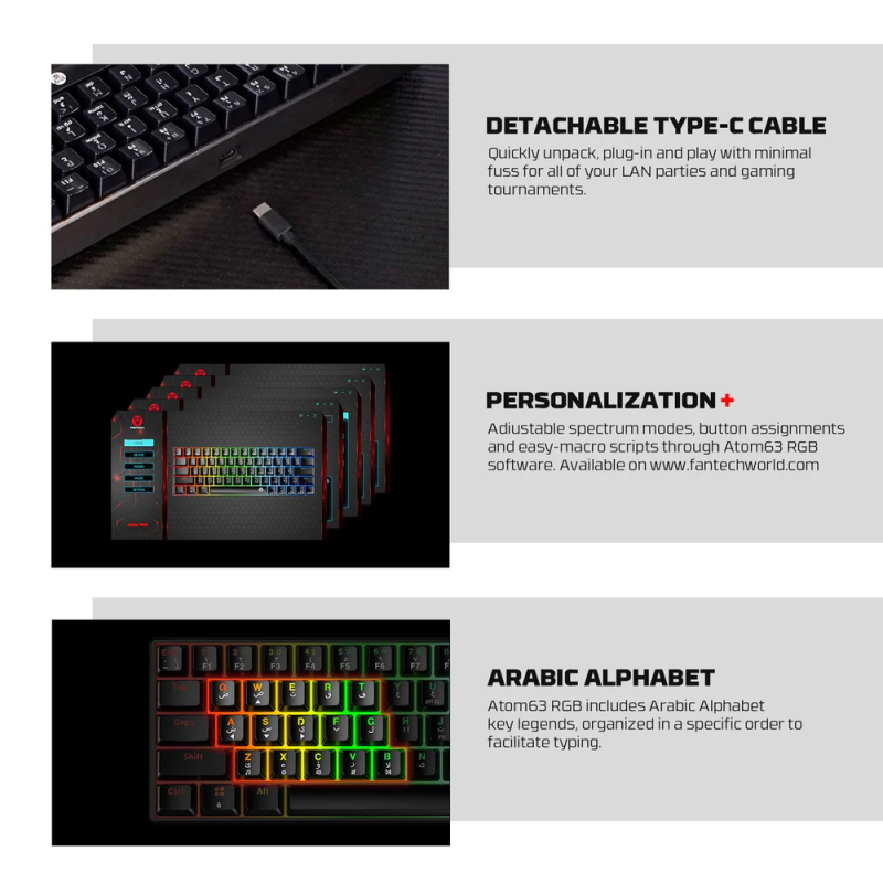 Fantech Atom63 MK859C Mechanical Gaming Keyboard & Mouse – Arabic/English Layout