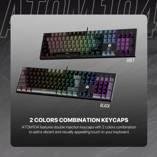 Fantech Atom TKL MK886 V2 Mechanical Keyboard – 104-Keycaps, RGB & Durable