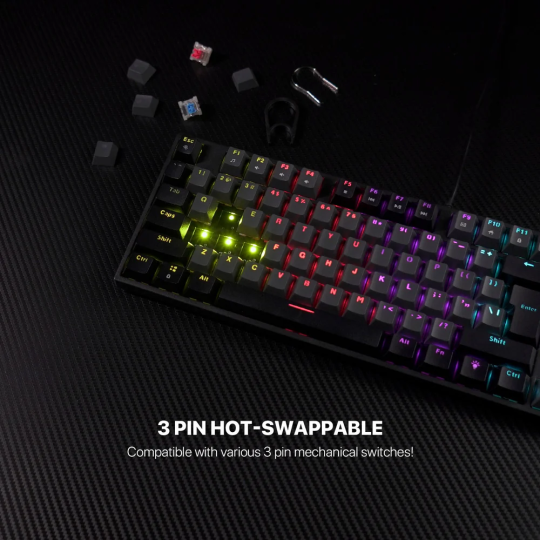 Fantech Atom TKL MK886 V2 Mechanical Keyboard – 104-Keycaps, RGB & Durable