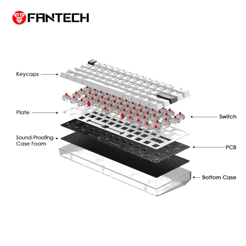 Fantech Maxfit61 Frost Wireless Modular Mechanical Keyboard – Compact & RGB