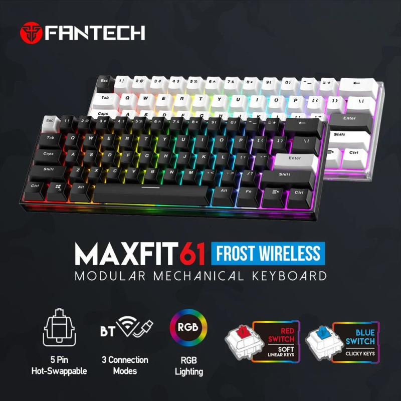 Fantech Maxfit61 Frost Wireless Modular Mechanical Keyboard – Compact & RGB