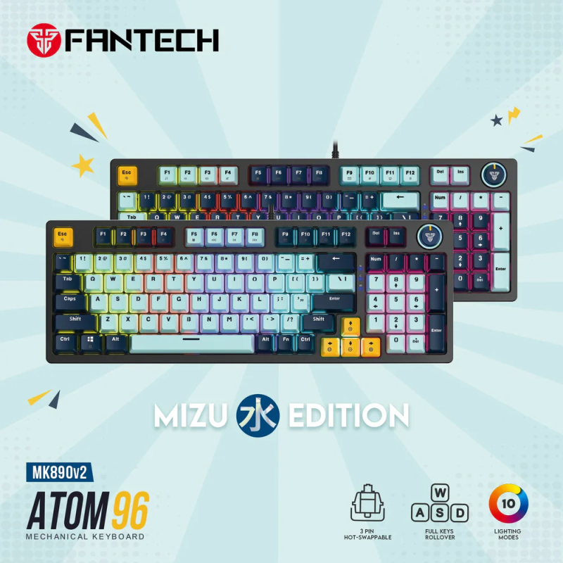 Fantech MK890 V2 Atom 96 RGB Mechanical Keyboard – Mizu Edition