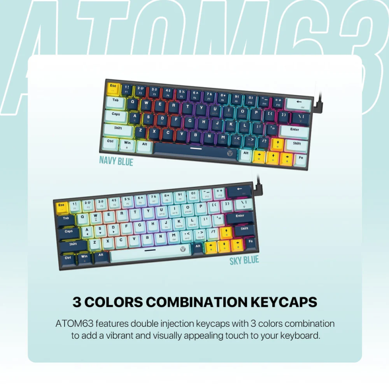 Fantech MK874 V2 Atom 63 Mechanical Keyboard – Hot-Swappable, RGB