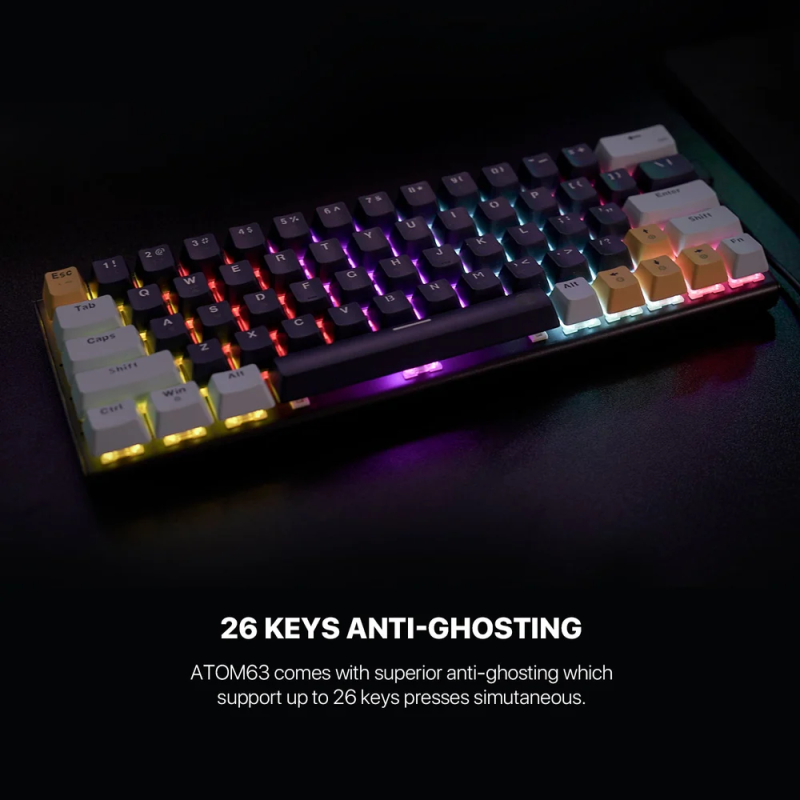 Fantech MK874 V2 Atom 63 Mechanical Keyboard – Hot-Swappable, RGB