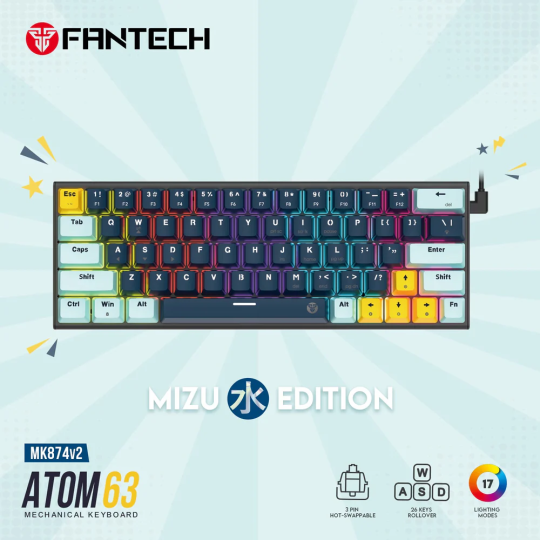 Fantech MK874 V2 Atom 63 Mechanical Keyboard – Hot-Swappable, RGB