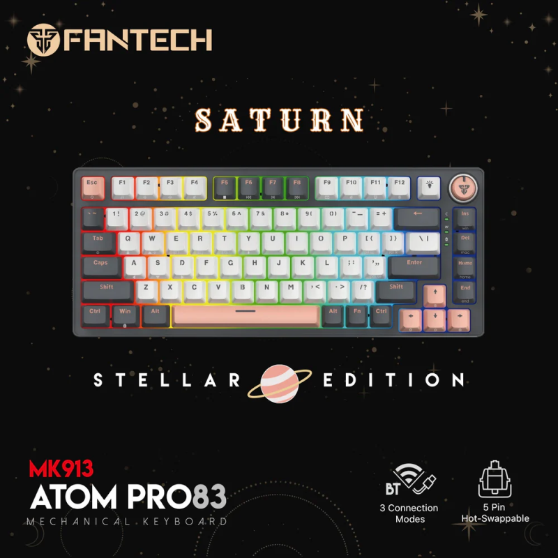 Fantech MK913 Atom Pro83 RGB Wireless Gaming Keyboard – Bluetooth & Saturn Edition