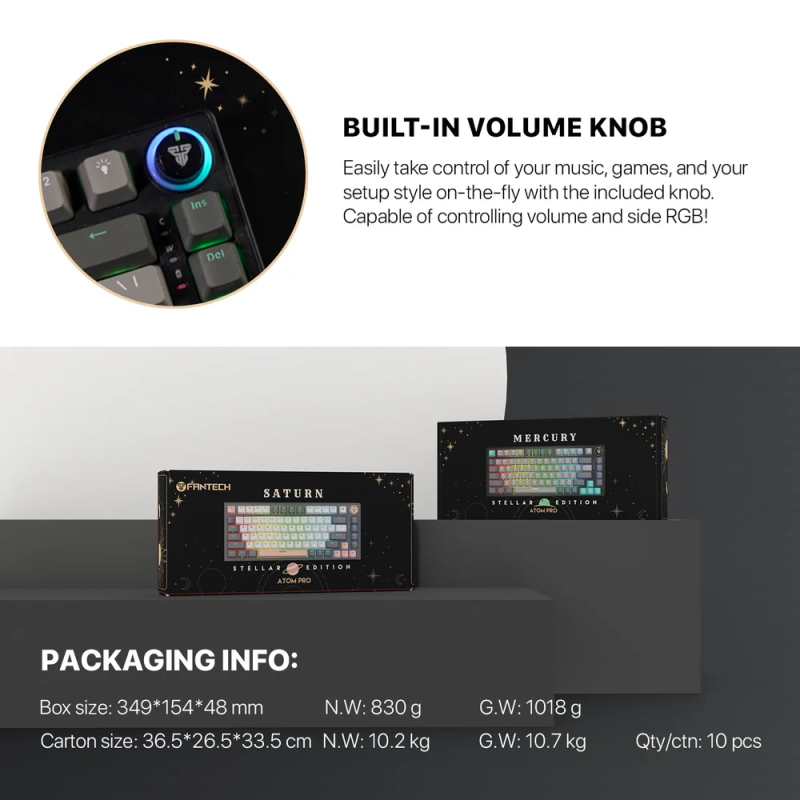 Fantech MK913 Atom Pro83 RGB Wireless Gaming Keyboard – Bluetooth & Saturn Edition