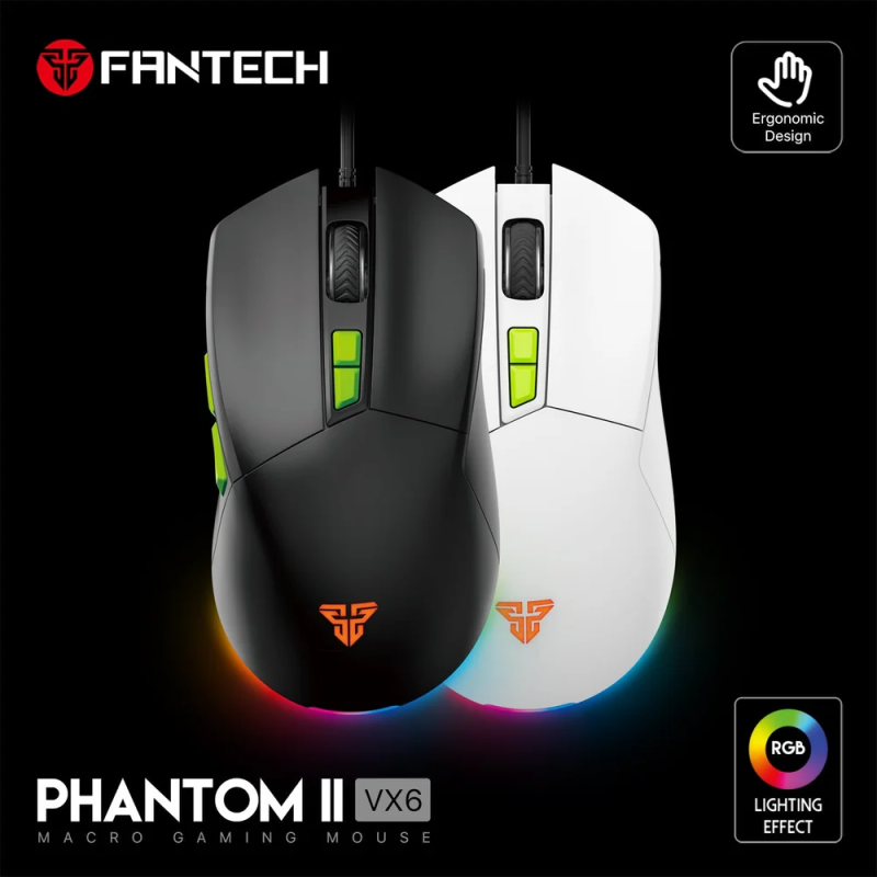 Fantech Phantom II VX6 Neon Macro Gaming Mouse – RGB & Programmable