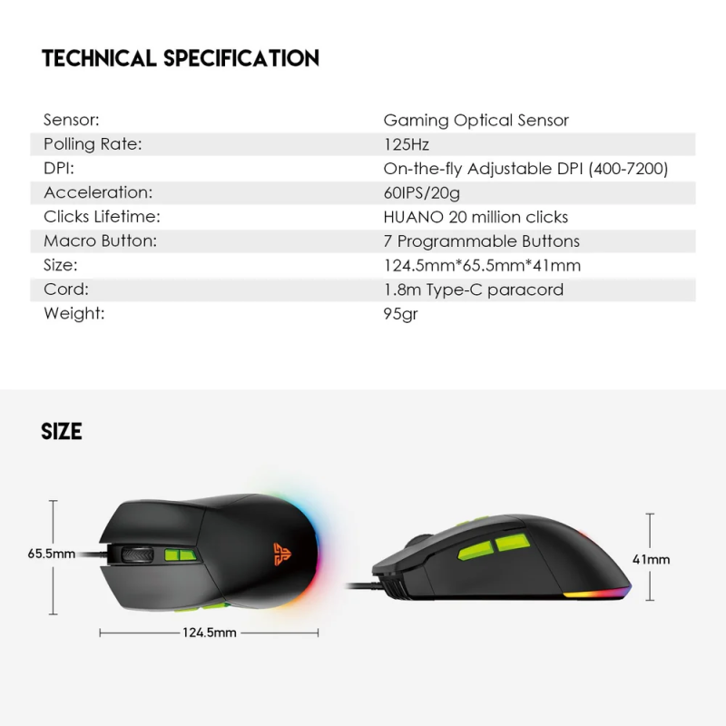 Fantech Phantom II VX6 Neon Macro Gaming Mouse – RGB & Programmable