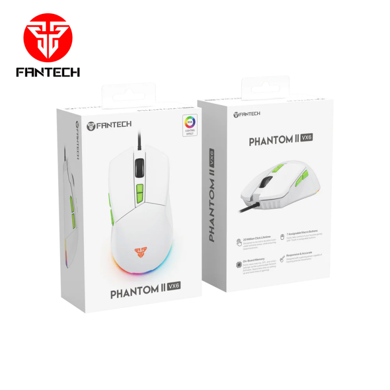 Fantech Phantom II VX6 Neon Macro Gaming Mouse – RGB & Programmable