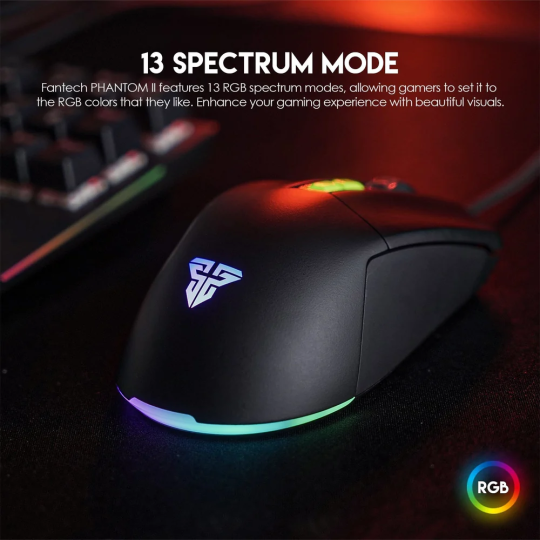 Fantech Phantom II VX6 Neon Macro Gaming Mouse – RGB & Programmable