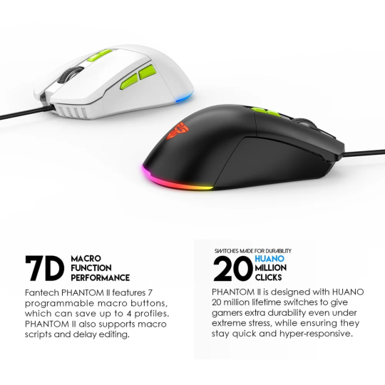 Fantech Phantom II VX6 Neon Macro Gaming Mouse – RGB & Programmable