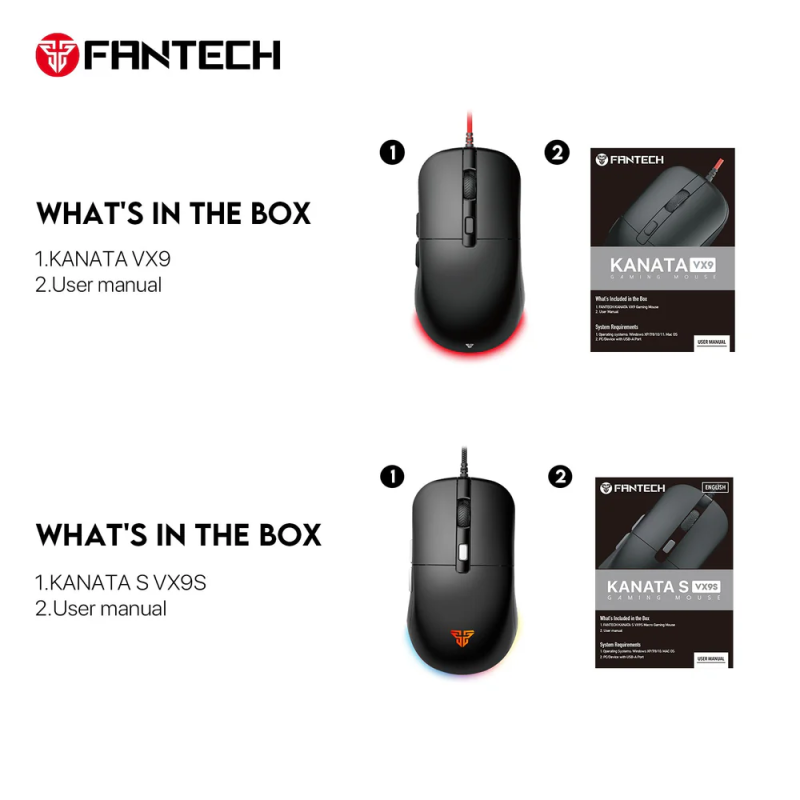 Fantech Kanata VX9 Gaming Mouse – High-Precision & RGB Lighting
