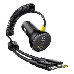 Baseus Circular Plastic Car Charger (U+C) + (C&L) Cable 60W - C00035902121-01