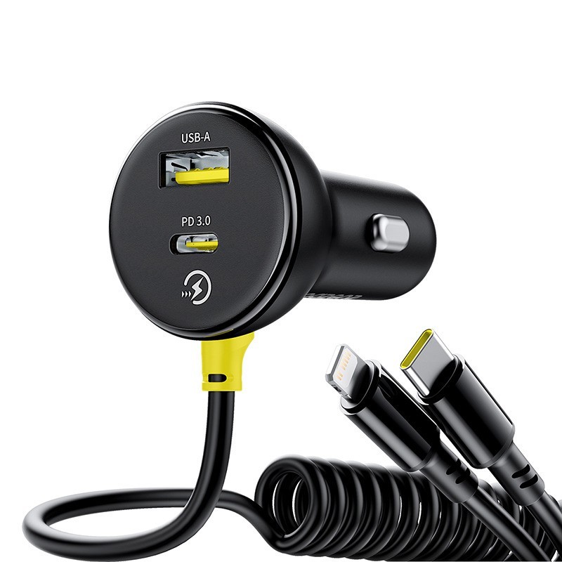 Baseus Circular Plastic Car Charger (U+C) + (C&L) Cable 60W - C00035902121-01