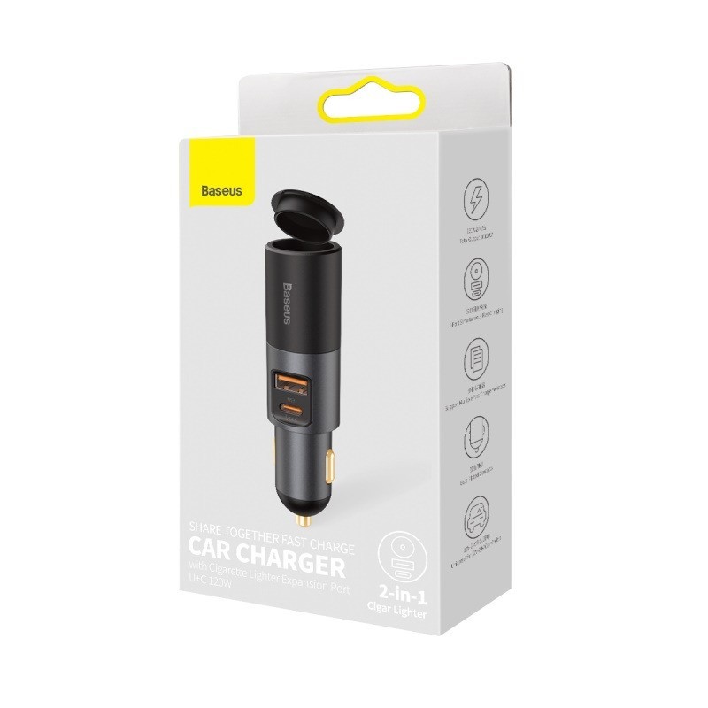 Baseus Share Together Fast Car Charger Port U+C 120W - CCBT-C0G