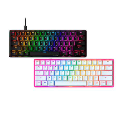 HyperX Alloy Origins 60 Mechanical Gaming Keyboard (Black & Pink) – Red Switch, Compact 60% Design, RGB Lighting