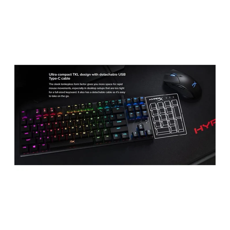 HyperX Alloy Origins Core Tenkeyless Mechanical Gaming Keyboard – Compact RGB Design