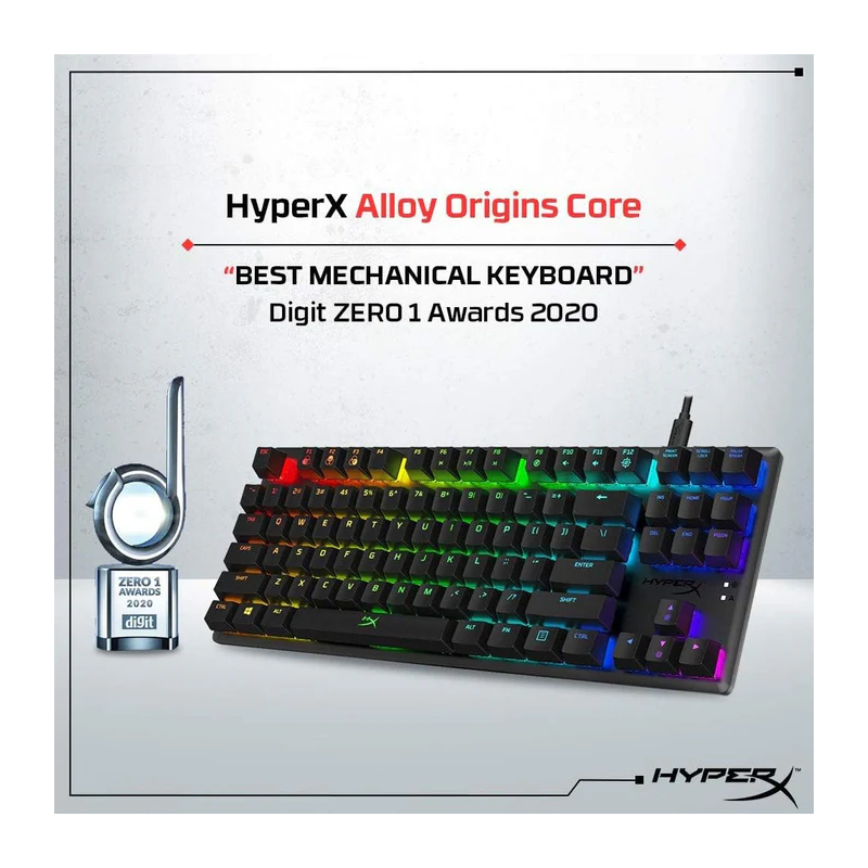 HyperX Alloy Origins Core Tenkeyless Mechanical Gaming Keyboard – Compact RGB Design
