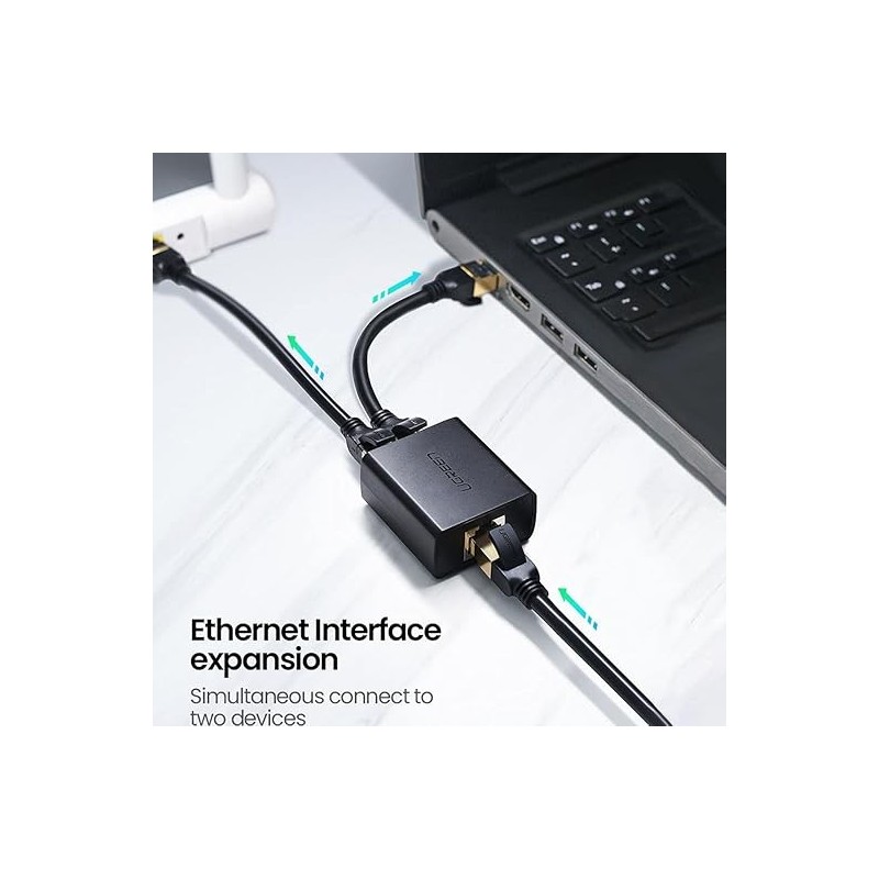 UGREEN RJ45 Splitter Adapter 2 Pack (Black) - CM210 - 50923
