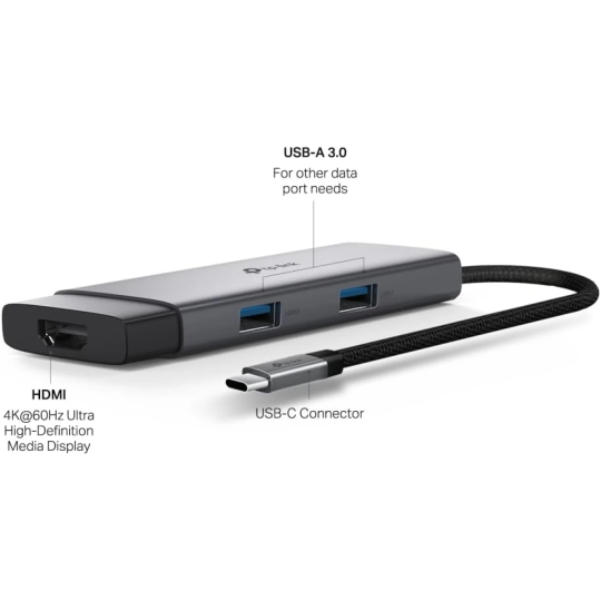 TP-Link UH5020C USB Type-C 5 in 1 Hub, 4K HDMI, PD 100W, USB 3.0, Plug & Play, 5 Gbps SuperSpeed Data Transfer