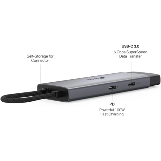 TP-Link UH5020C USB Type-C 5 in 1 Hub, 4K HDMI, PD 100W, USB 3.0, Plug & Play, 5 Gbps SuperSpeed Data Transfer