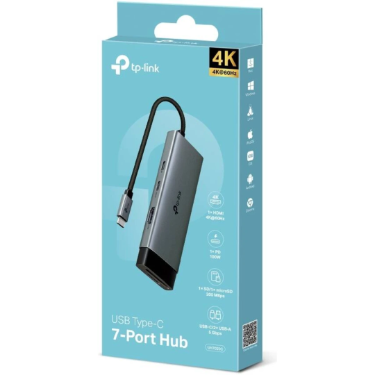 TP-Link UH7020C USB Type-C 7 in 1 Hub, 4K HDMI, SD & microSD UHS-I, PD 100W, USB 3.0