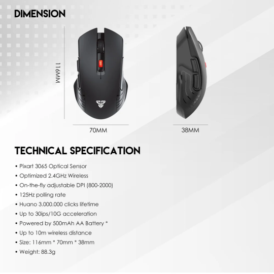 Fantech Raigor III WG12 Wireless Gaming Mouse – 2.4GHz Precision & Comfort