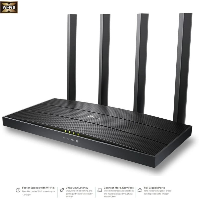 TP-Link Archer AX12 Wi-Fi 6 Router AX1500 Router, Dual-Band 5GHz & 2.4GHz Network, Up to 1000 Mbps Internet Access- Black
