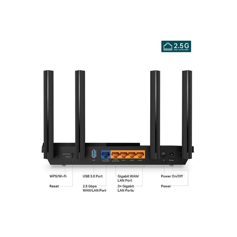 TP-Link Archer AX55 Pro AX3000 WiFi 6 Gigabit Router 2.5G Port Dual Band MU-MIMO OFDMA USB VPN Alexa Compatible