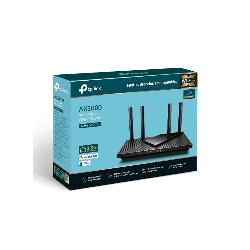 TP-Link Archer AX55 Pro AX3000 WiFi 6 Gigabit Router 2.5G Port Dual Band MU-MIMO OFDMA USB VPN Alexa Compatible