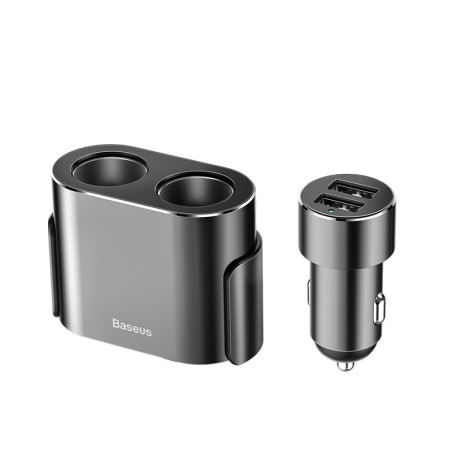 Baseus High Efficiency One to Two Cigarette Lighter(dual-cigarette lighter 80W +dual USB 3.1A)