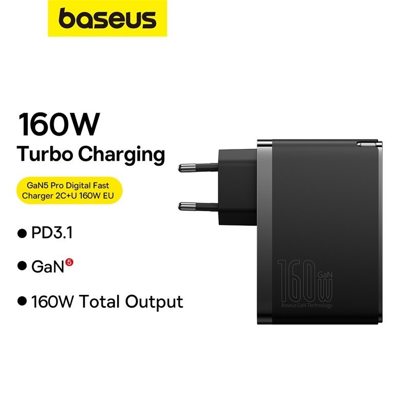Baseus GaN5 Pro Digital Fast Charger 2C+U 160W