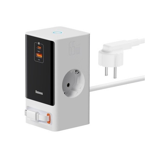 Baseus PowerCombo Digital Power Strip 2AC+1U+1C+Retractable-C 65W