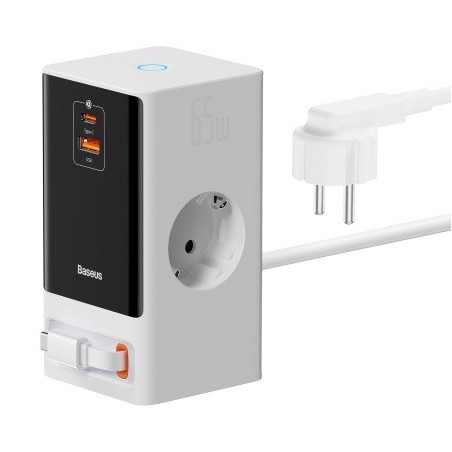 Baseus PowerCombo Digital Power Strip 2AC+1U+1C+Retractable-C 65W