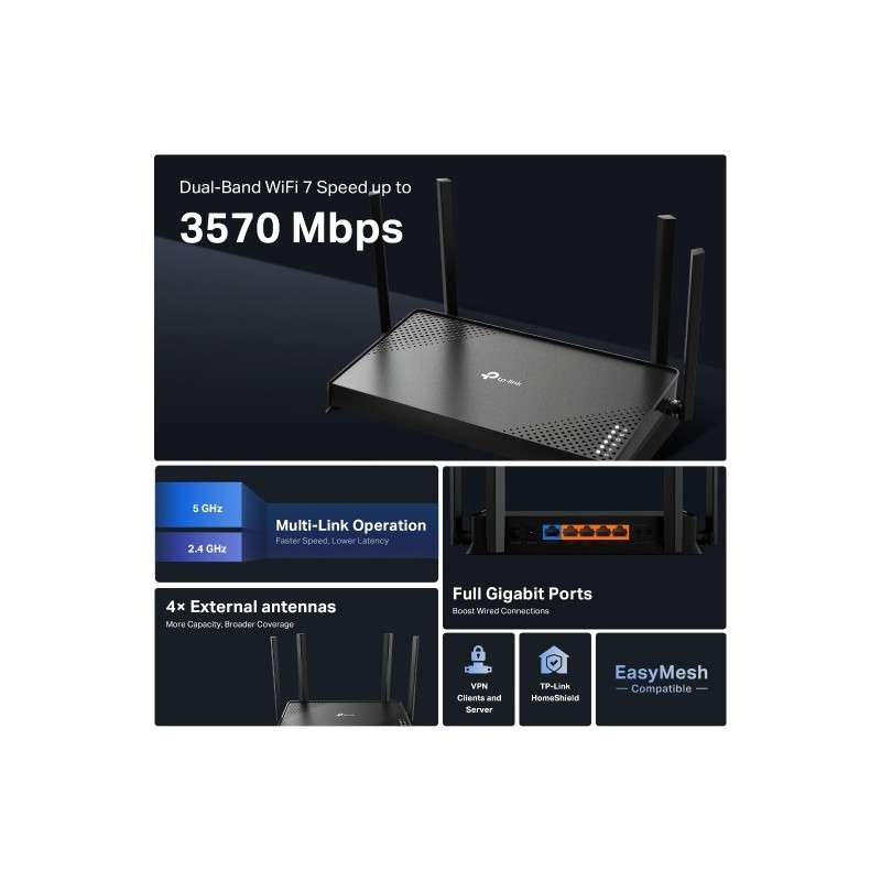 TP-LINK Archer BE220 (EU) BE3600 Dual-Band Wi-Fi 7 Router