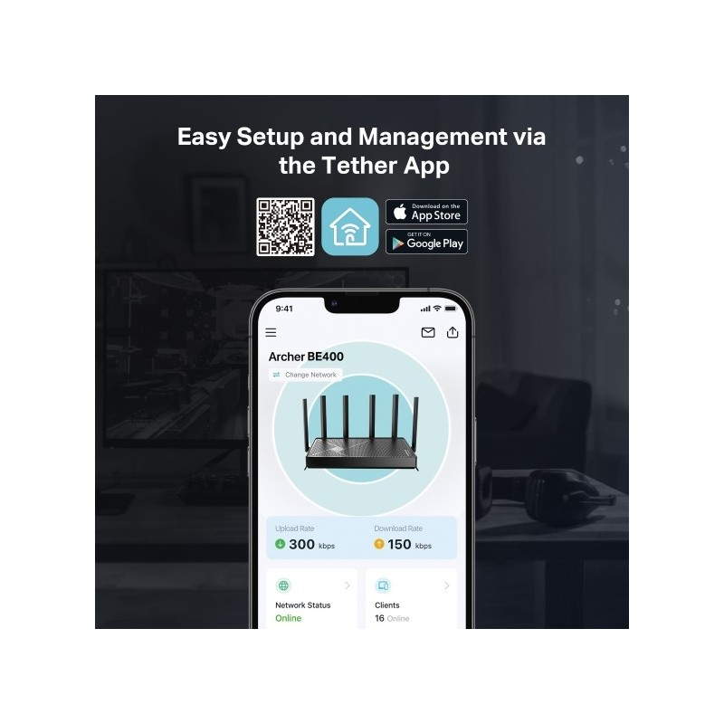 TP LINK Archer BE400 (EU) BE6500 Dual-Band Wi-Fi 7 Router