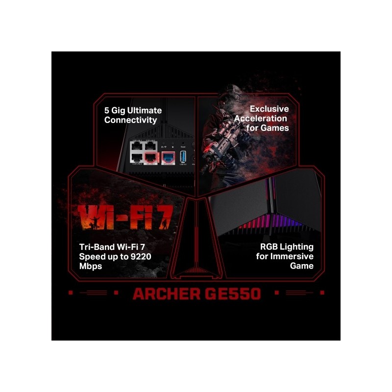 TP-LINK Archer GE550 (EU) BE9300 Tri-Band Wi-Fi 7 Gaming Router