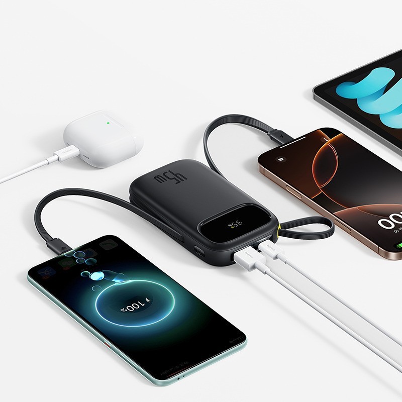 Baseus EnerFill FC31 Power Bank with 2 Built-in USB-C Cables 45W