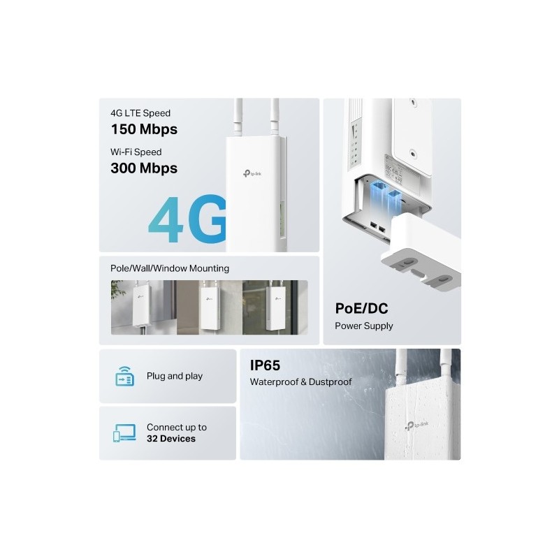 TP-LINK TL-MR100-Outdoor (EU) 300Mbps Wireless N 4G LTE Outdoor Router